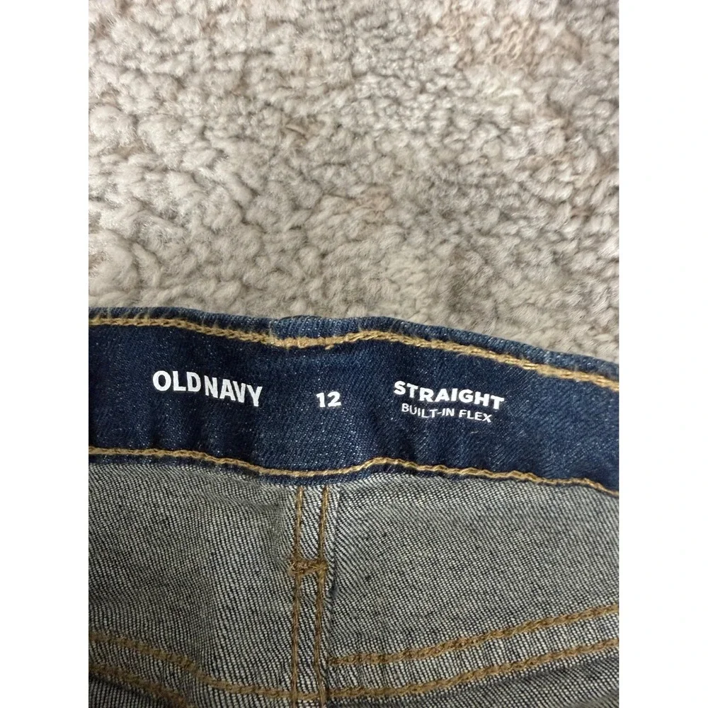 New Old Navy Size 12 Built-In Flex Straight Leg Denim Jeans Blue Kids